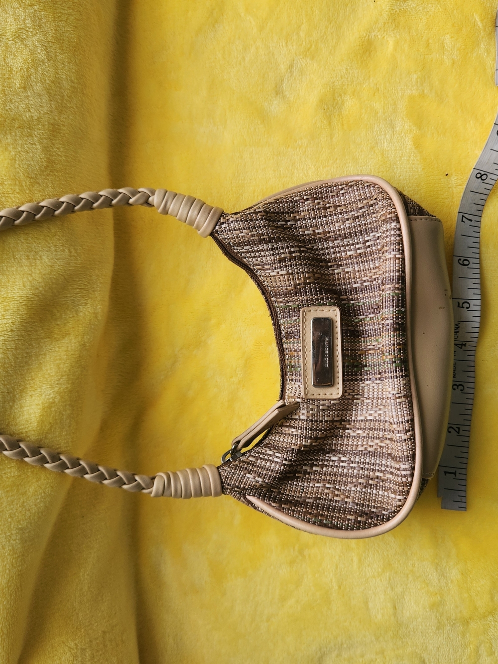Liz Claiborne Beige Woven Mini Shoulder Bag with Braided Handle - Picture 10 of 10